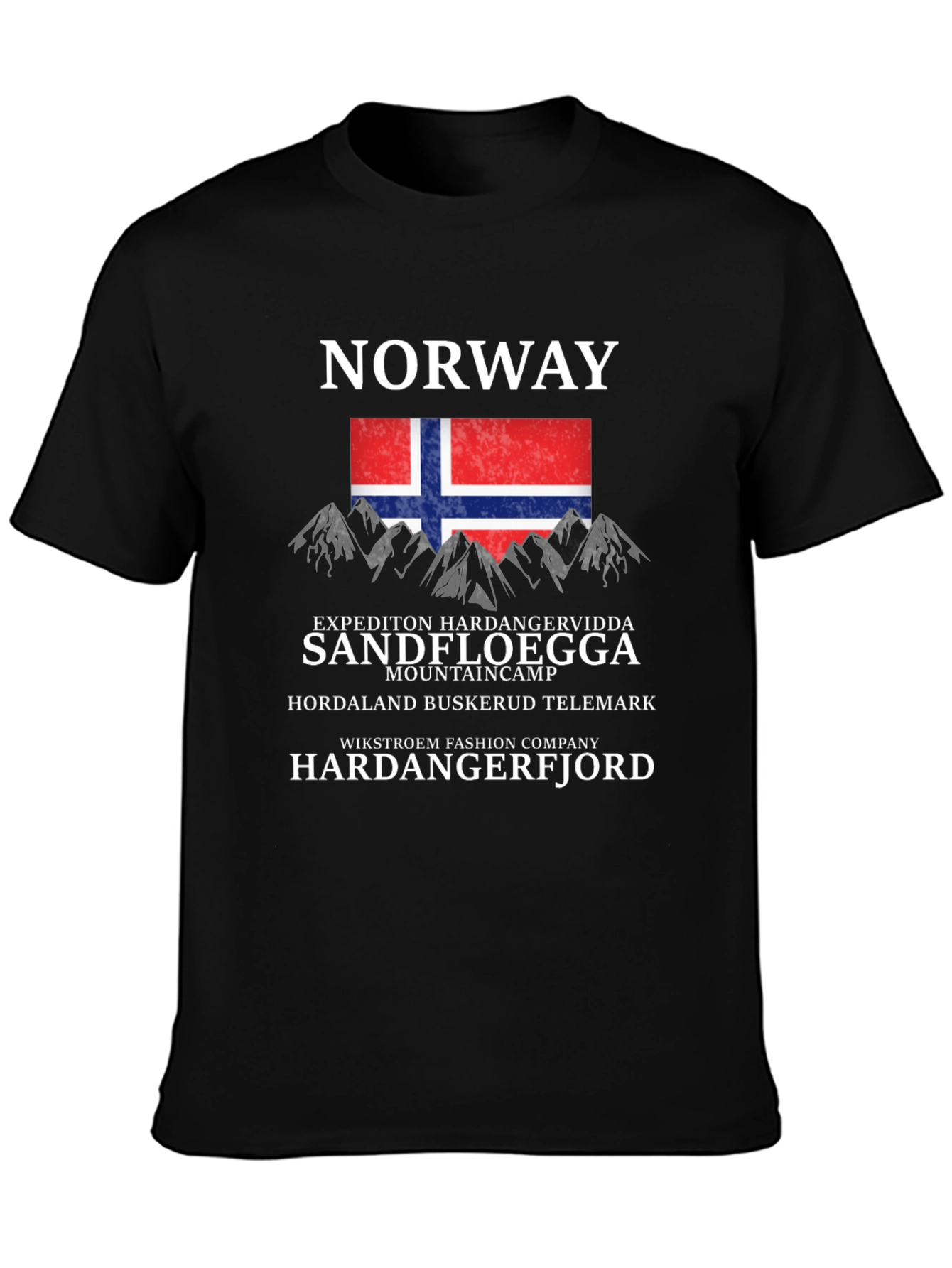 Norway Mountain Graphic Black T-Shirt