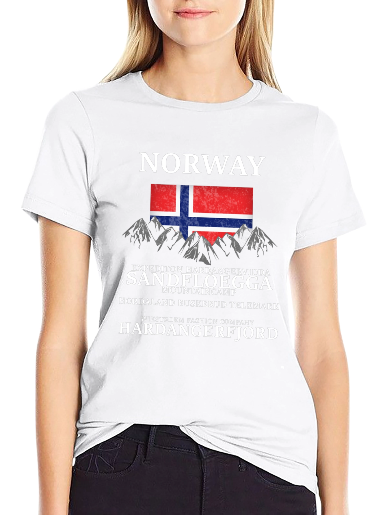 Norway Mountain Graphic Black T-Shirt