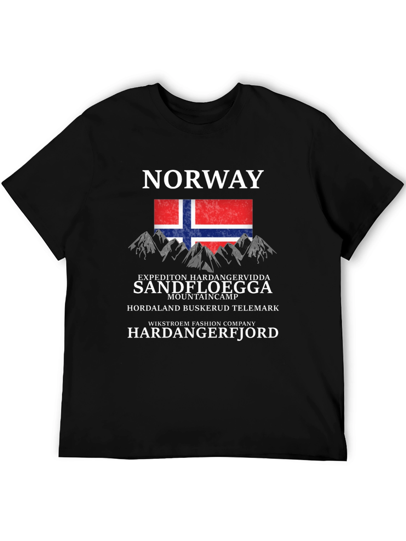 Norway Mountain Graphic Black T-Shirt