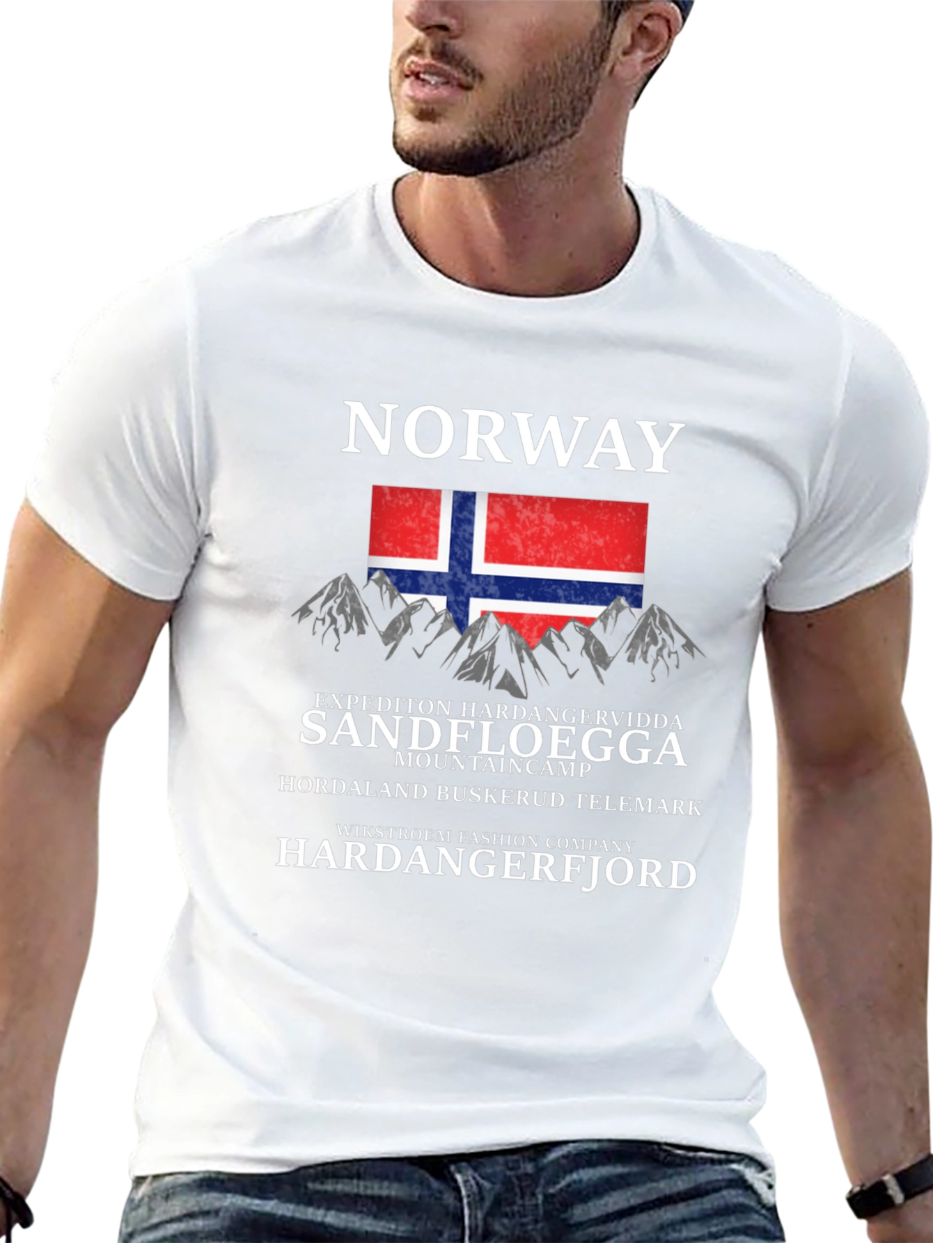 Norway Mountain Graphic Black T-Shirt
