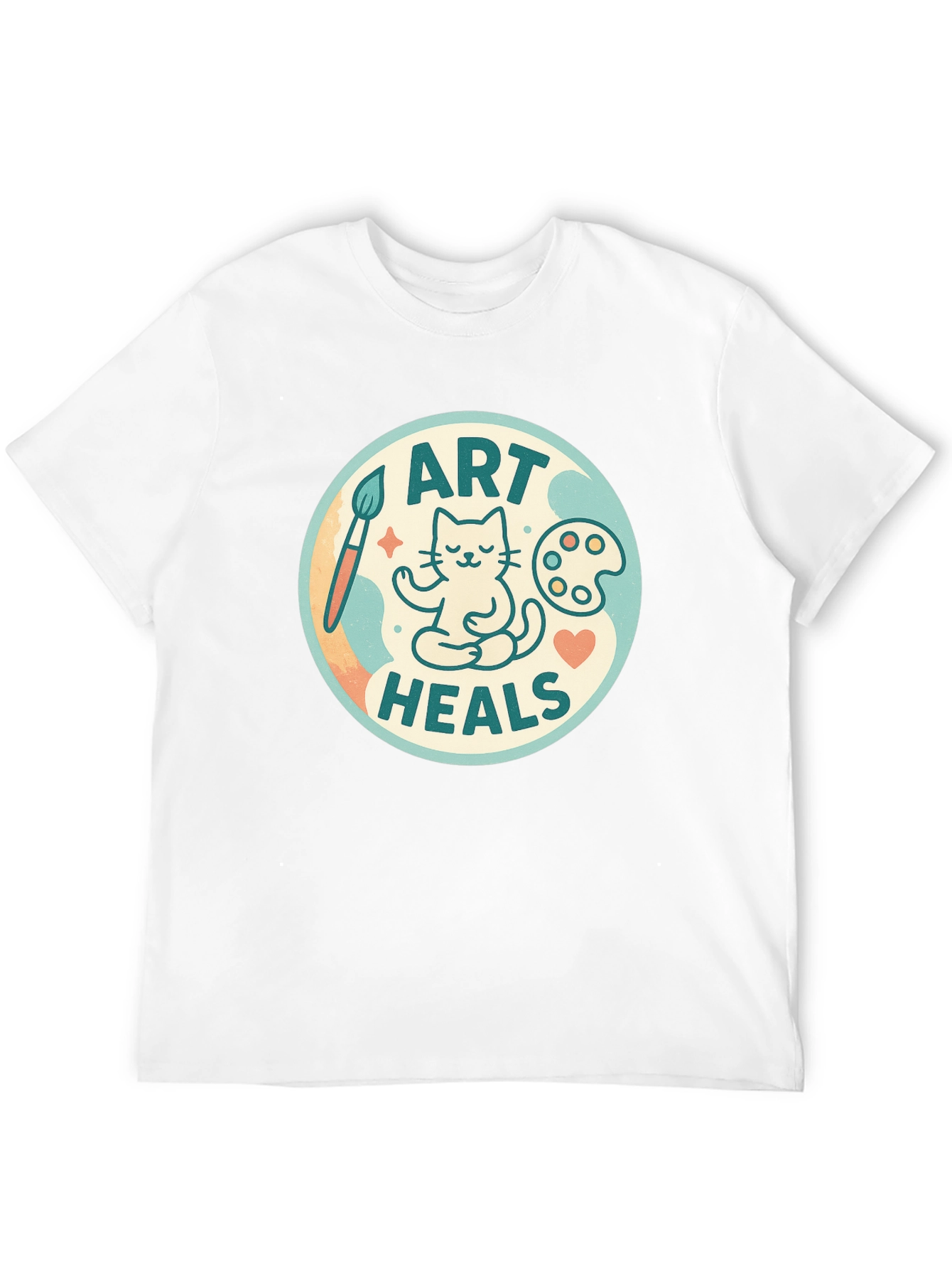 Art Heals Black Tee - Painter Cat Meditation