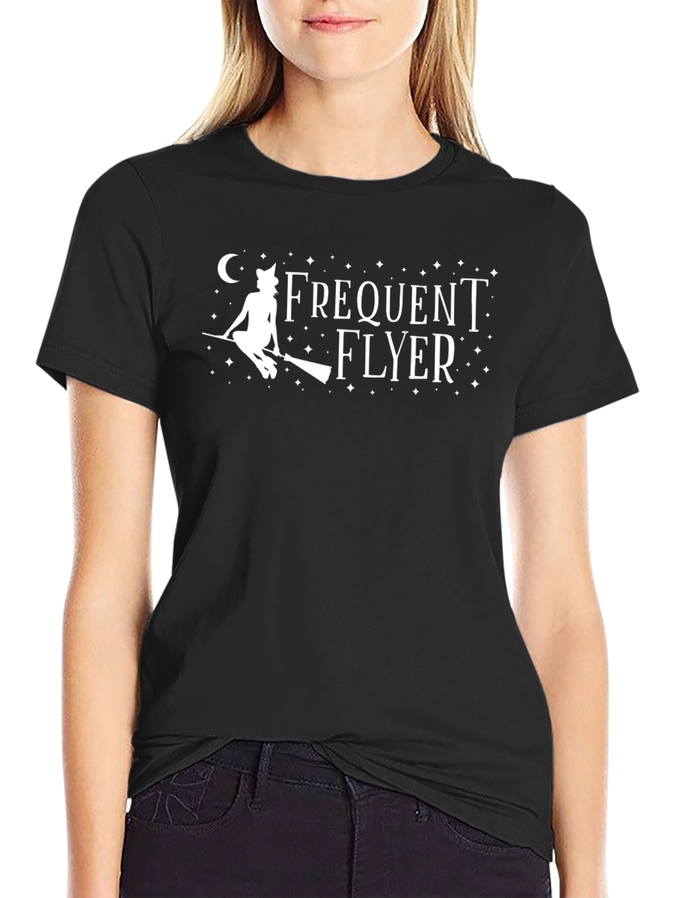 Frequent Flyer Halloween Witch Graphic T-Shirt