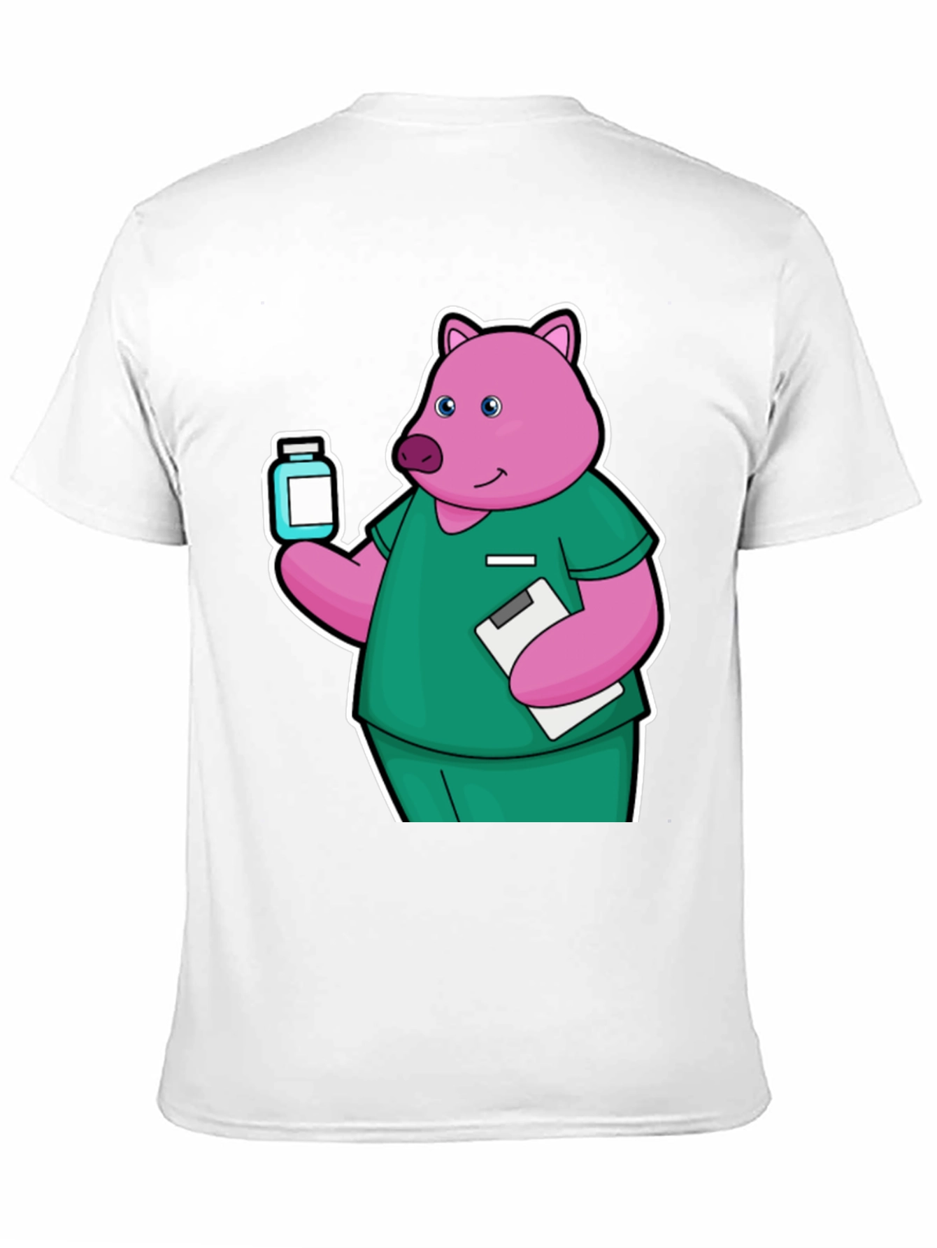Nurse Pig Cartoon Graphic T-Shirt