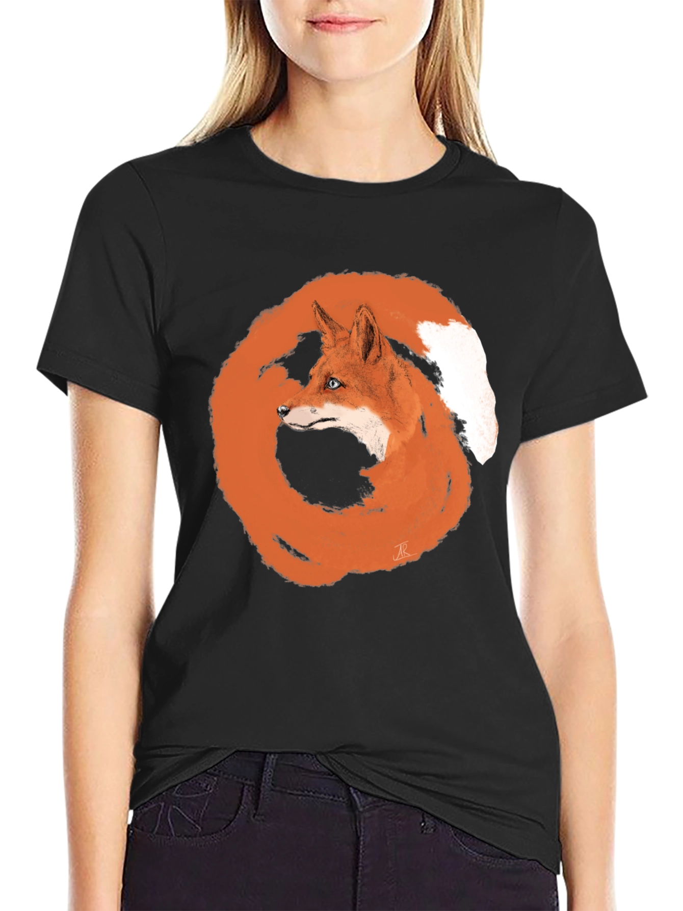 Fox Circle Graphic Tee - Unique Animal Design