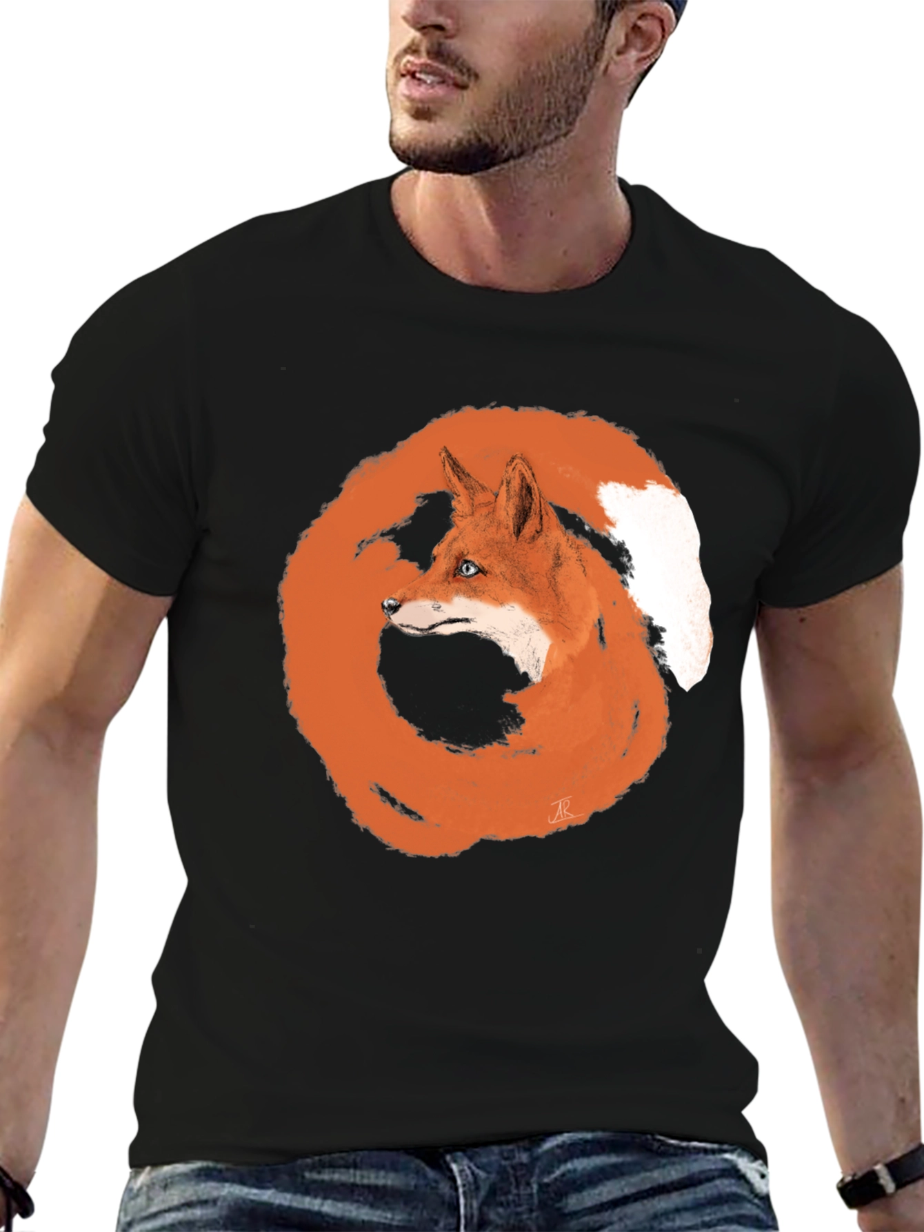 Fox Circle Graphic Tee - Unique Animal Design