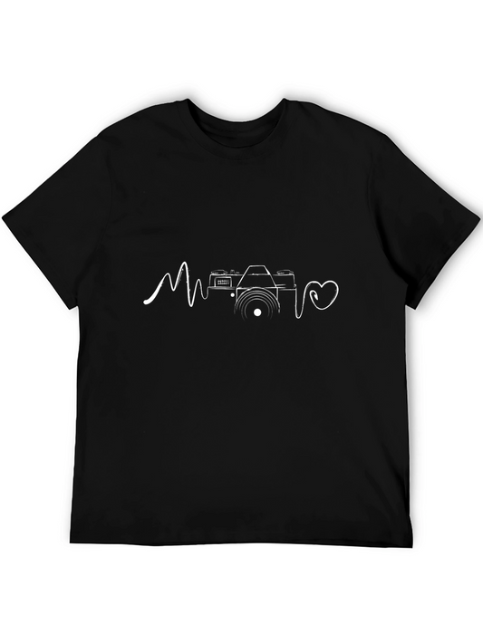 Camera Heartbeat Graphic Tee - Black