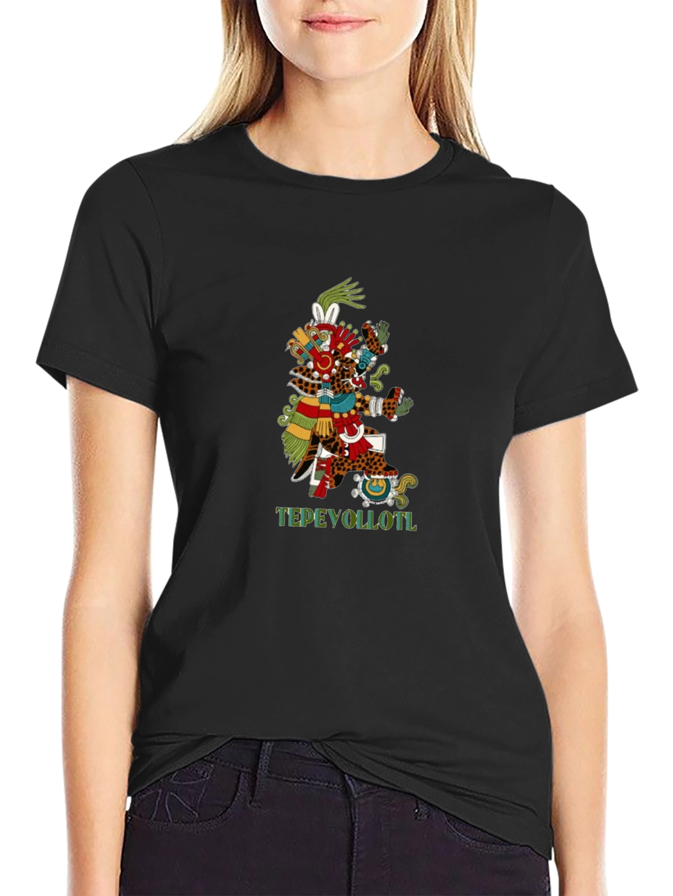 Aztec T-Shirt - Tepeyollotl Design - Black Tee