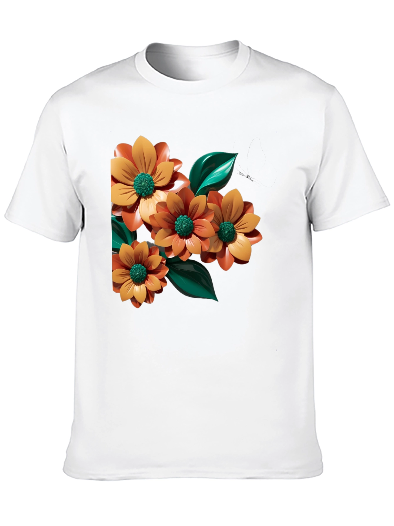 Floral Graphic Print Black Tee