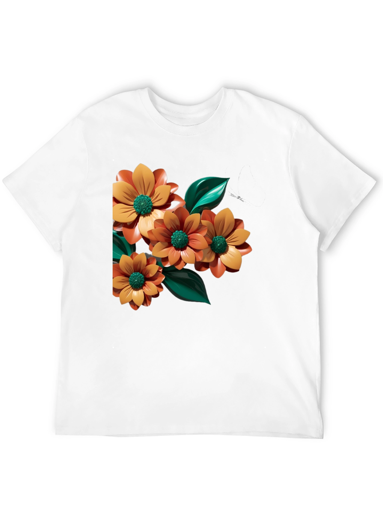 Floral Graphic Print Black Tee