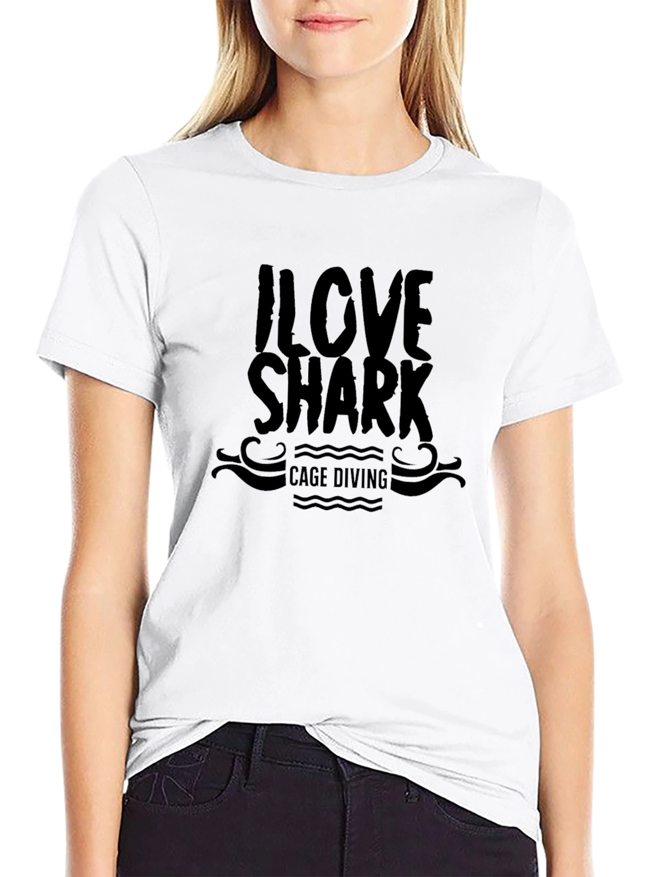I Love Shark Cage Diving Black T-Shirt