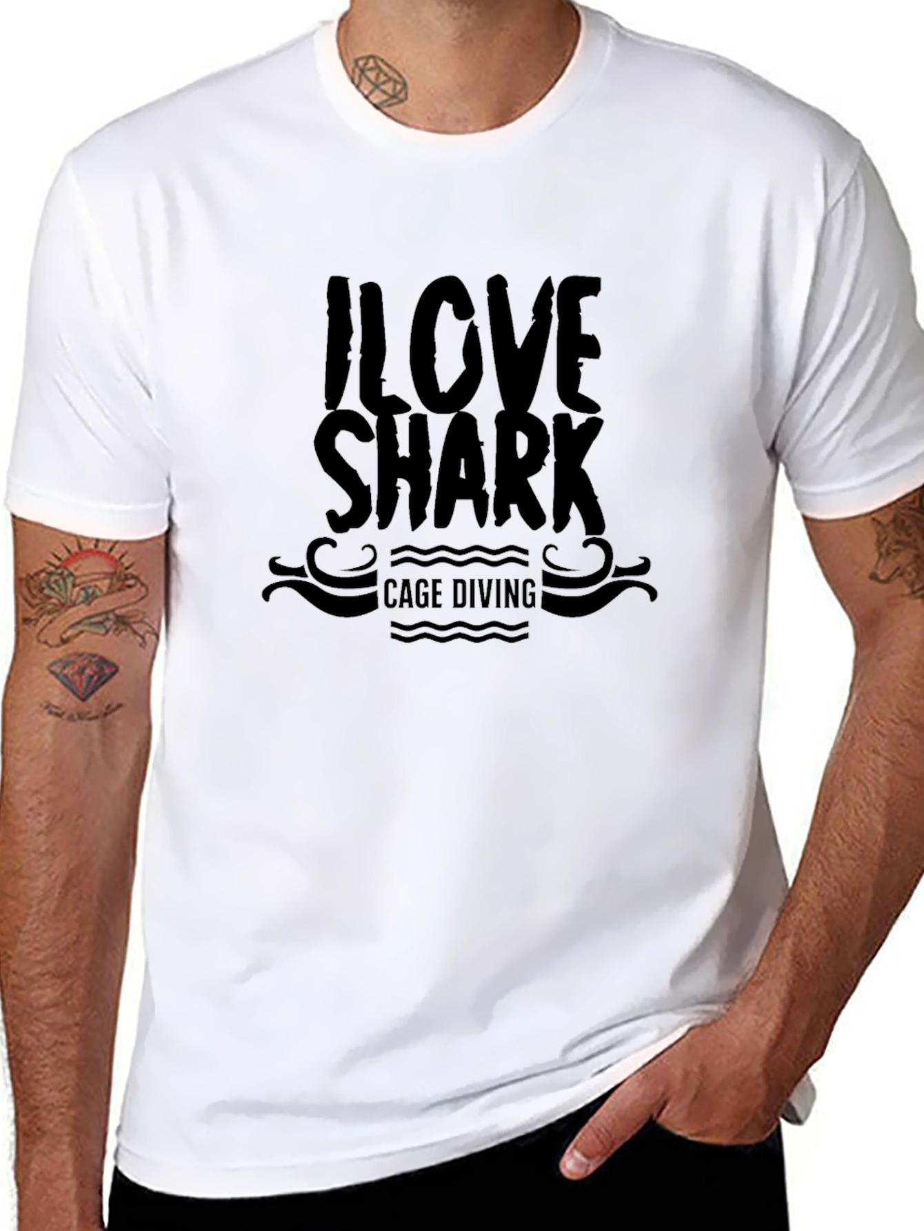 I Love Shark Cage Diving Black T-Shirt