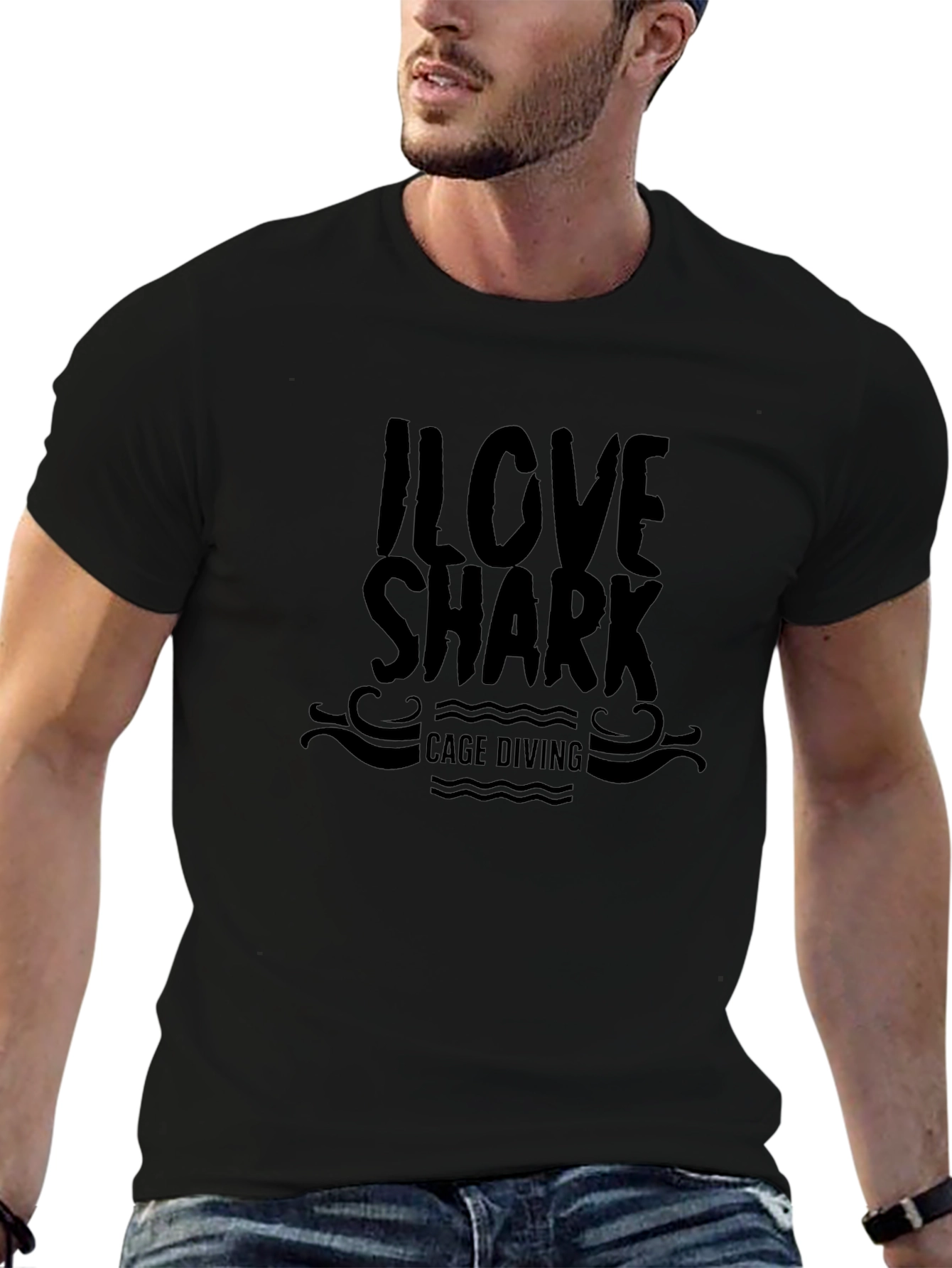 I Love Shark Cage Diving Black T-Shirt