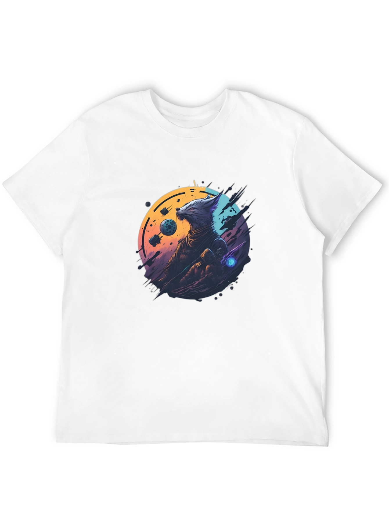 Sci-Fi Wolf Graphic T-Shirt - Cosmic Canine