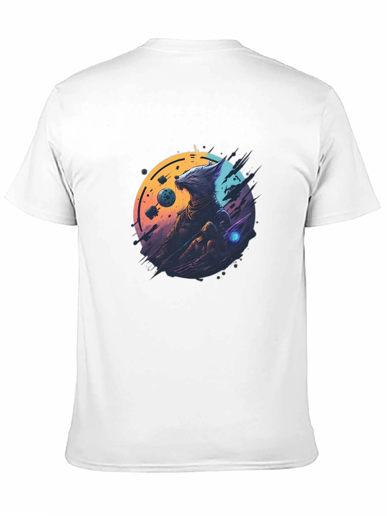 Sci-Fi Wolf Graphic T-Shirt - Cosmic Canine