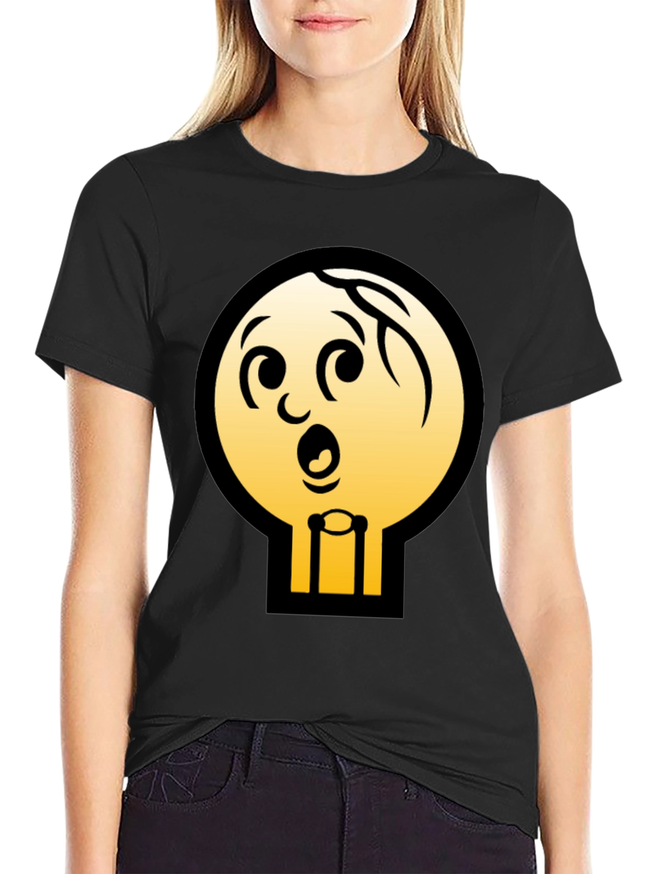 Cartoon Character Graphic Tee - Black