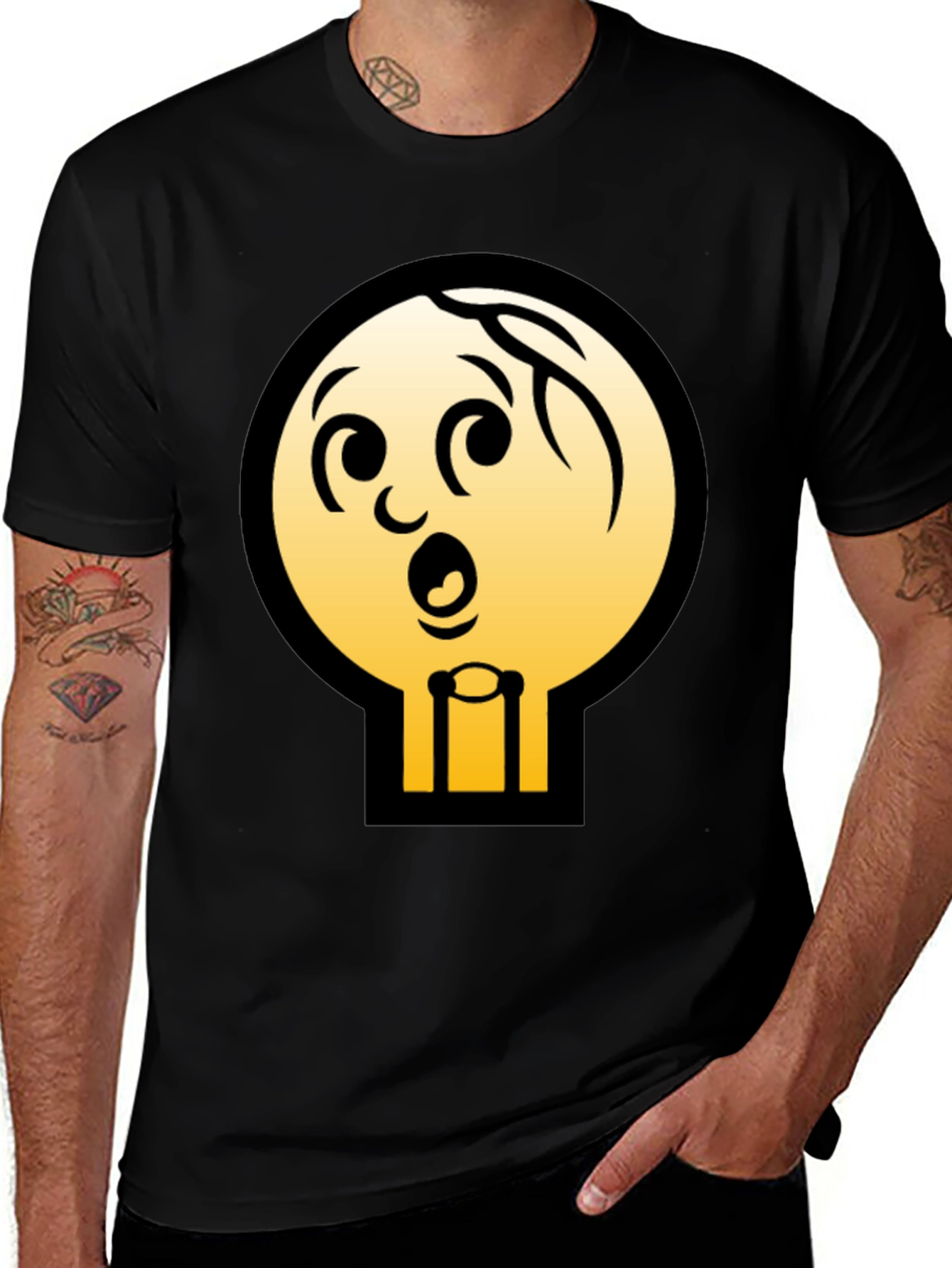 Cartoon Character Graphic Tee - Black
