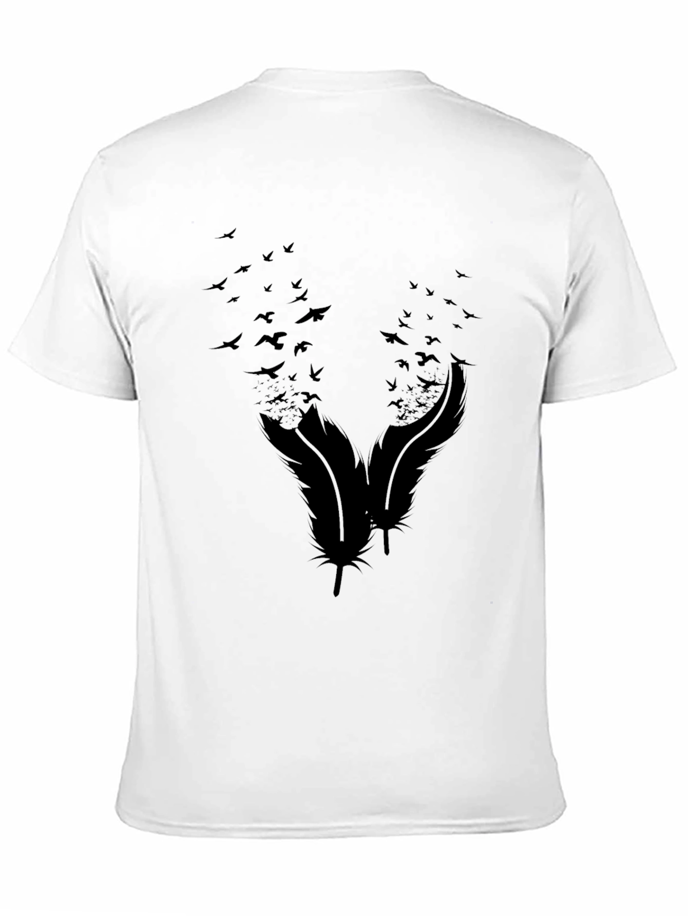 Mens Black Feather & Birds Graphic Tee