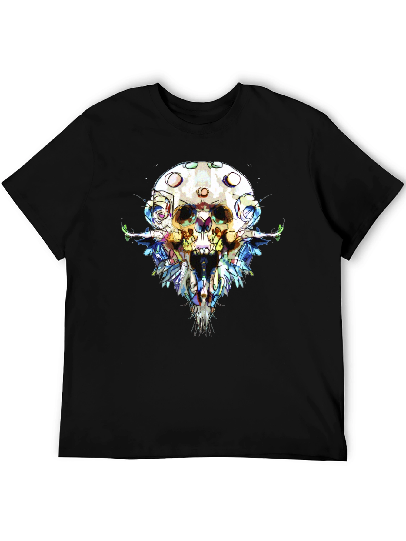 Abstract Skull Graphic Tee - Mens Black T-Shirt