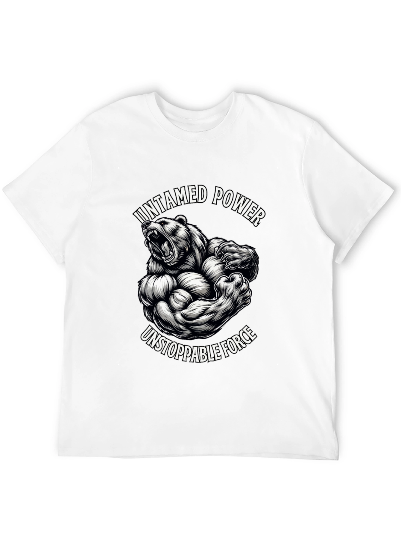 Untamed Power Bear Graphic Tee - Black