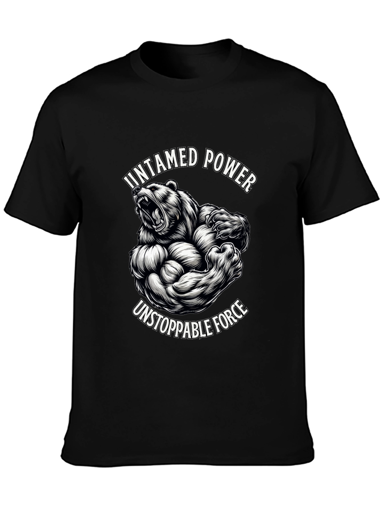Untamed Power Bear Graphic Tee - Black