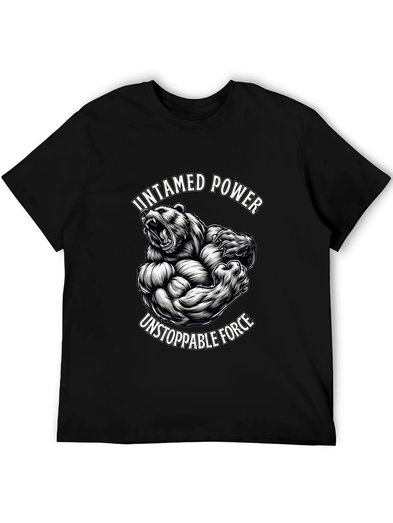 Untamed Power Bear Graphic Tee - Black