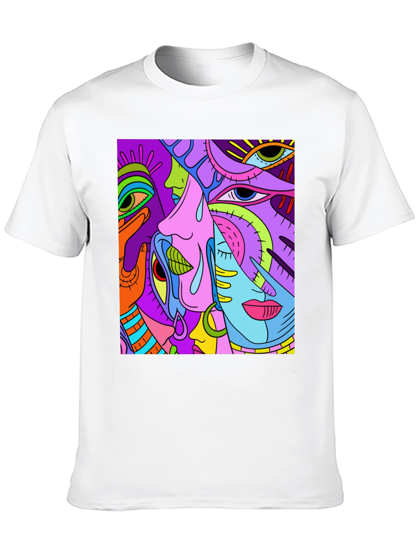 Abstract Faces Graphic Tee - Unisex Black T-Shirt