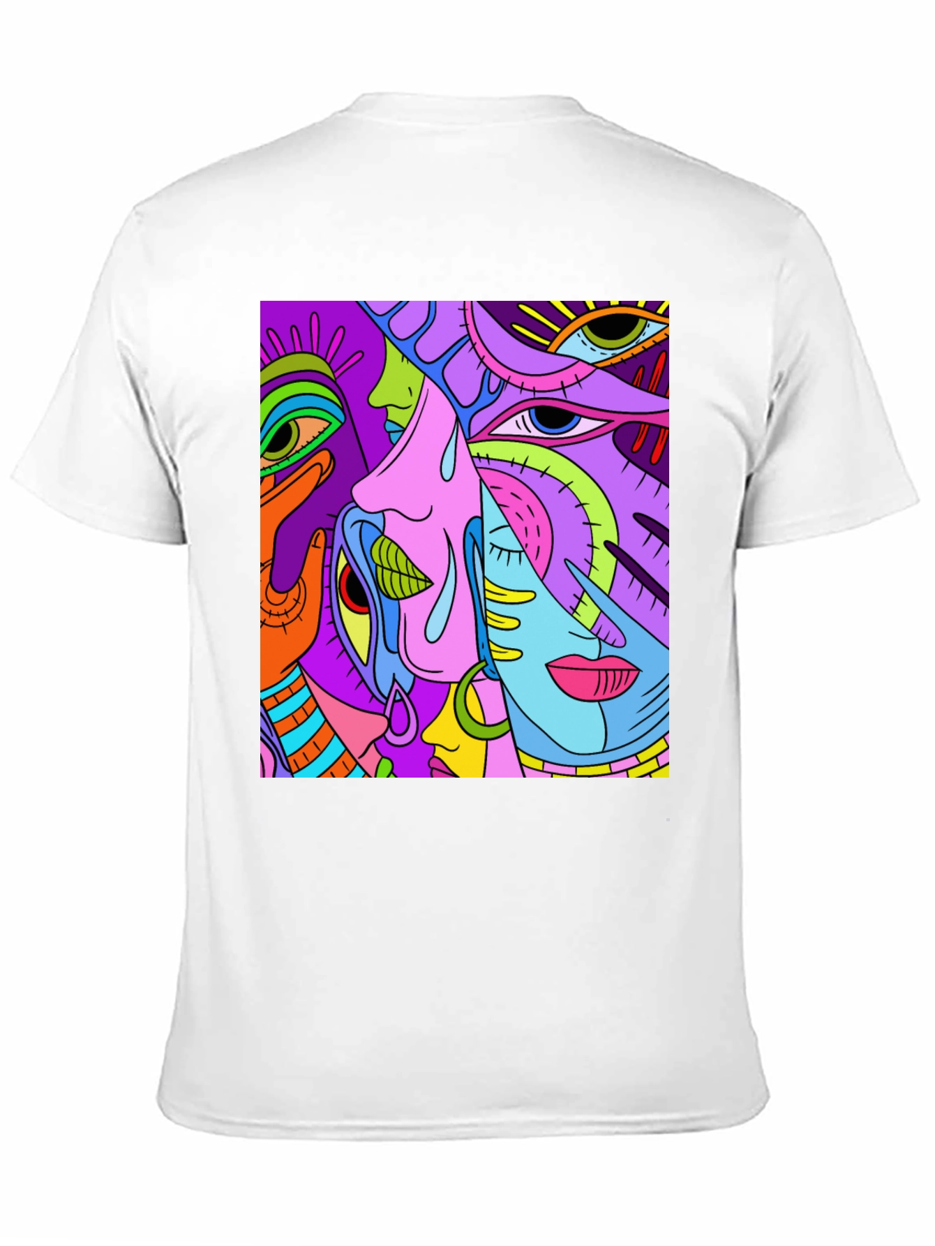 Abstract Faces Graphic Tee - Unisex Black T-Shirt