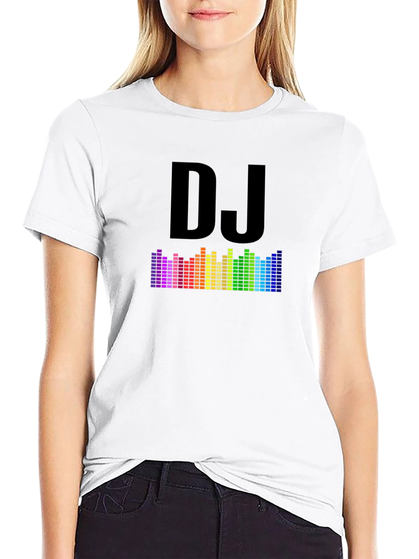 DJ Rainbow Equalizer Graphic Tee - Black Cotton Blend