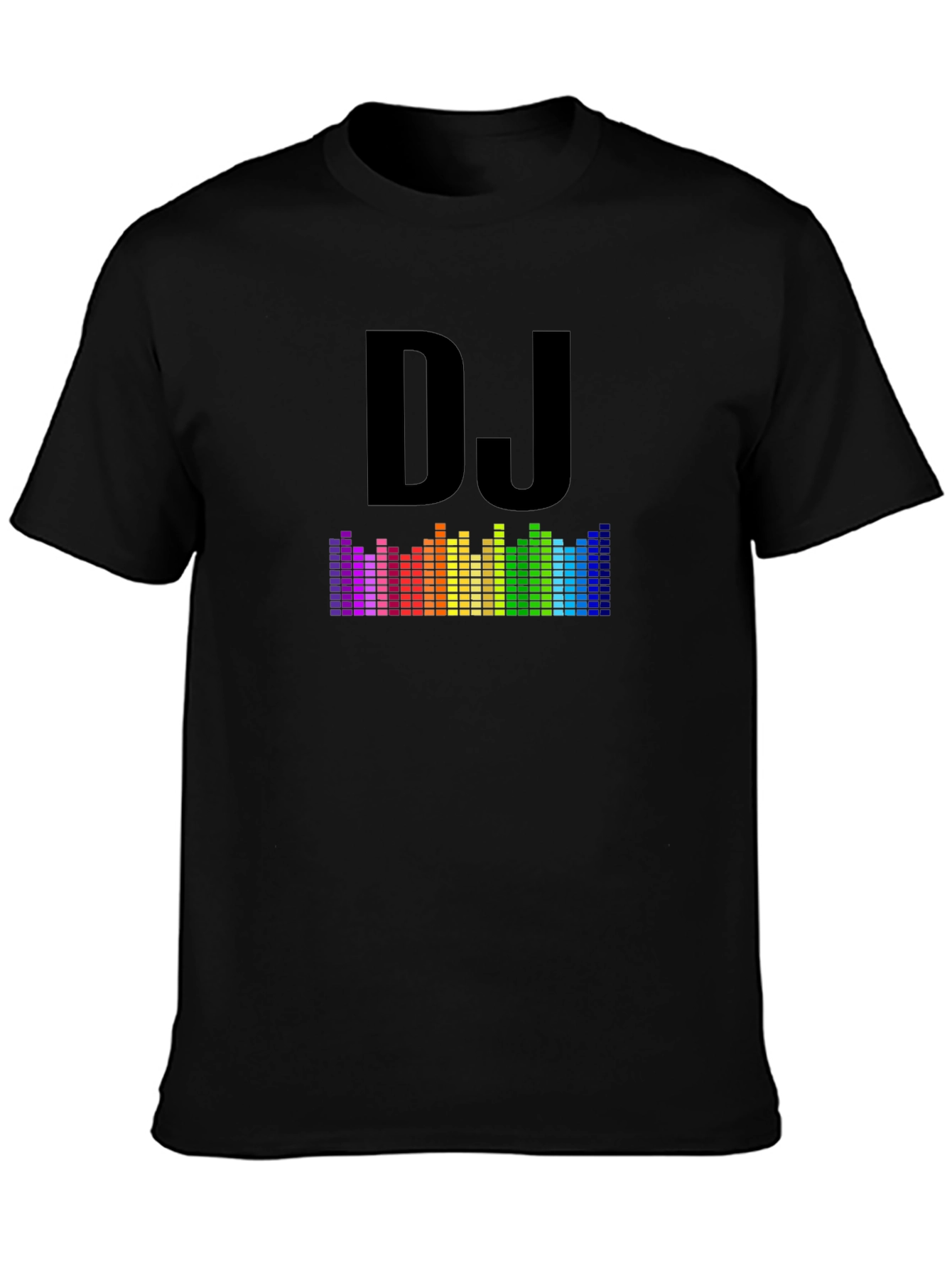DJ Rainbow Equalizer Graphic Tee - Black Cotton Blend