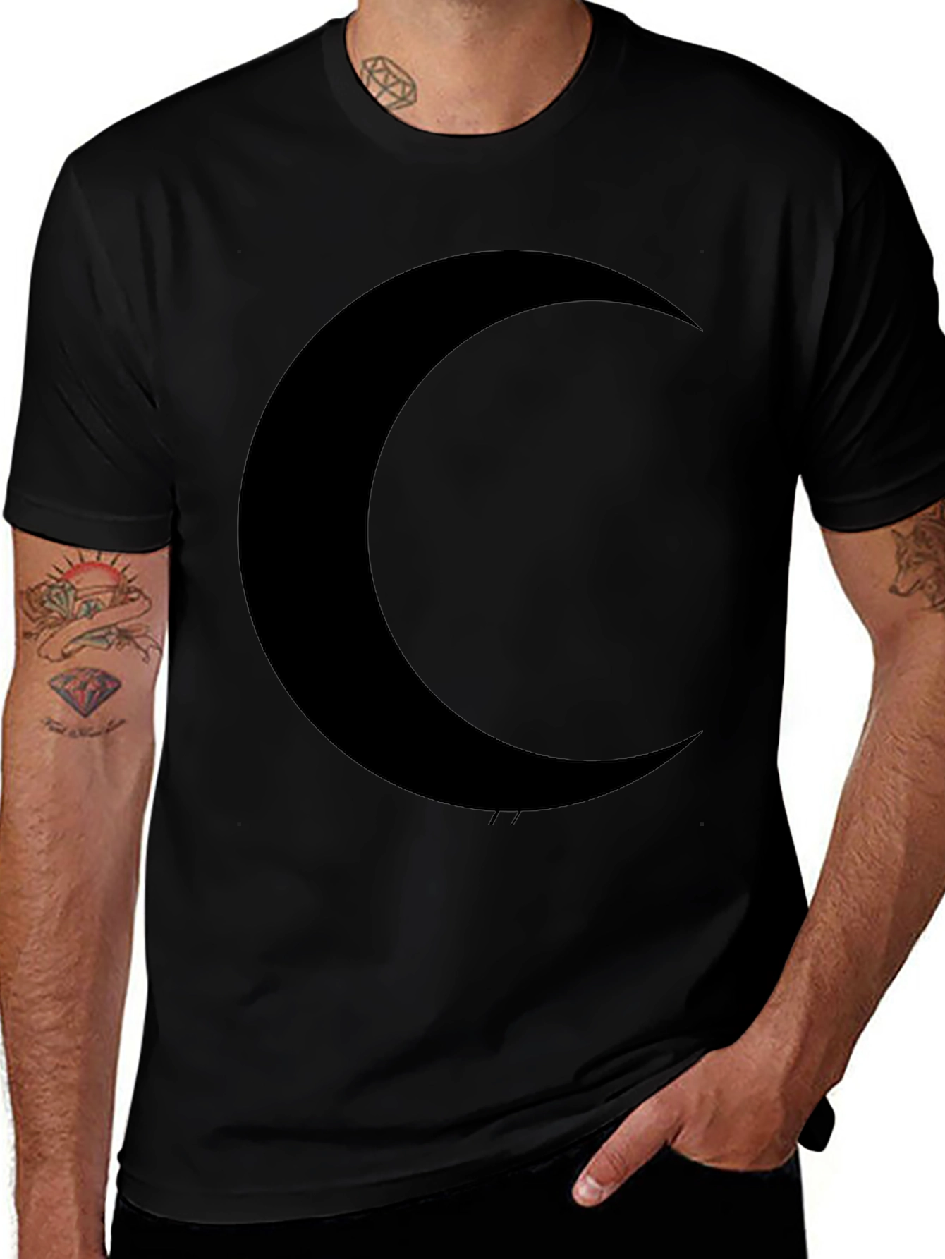 Crescent Moon Graphic Black T-Shirt - Unique Stylish Design