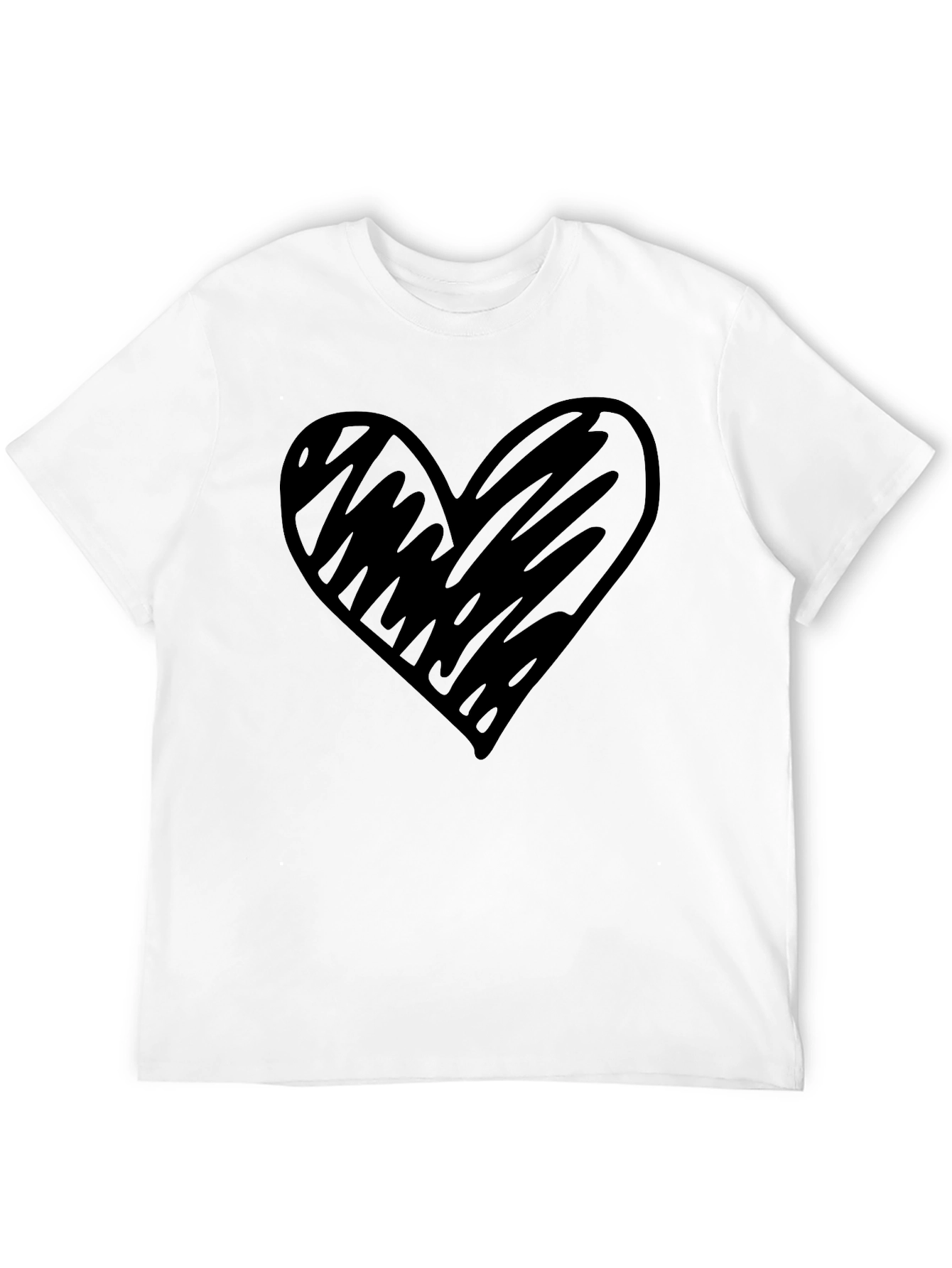 Mens Black T-Shirt with Heart Graphic