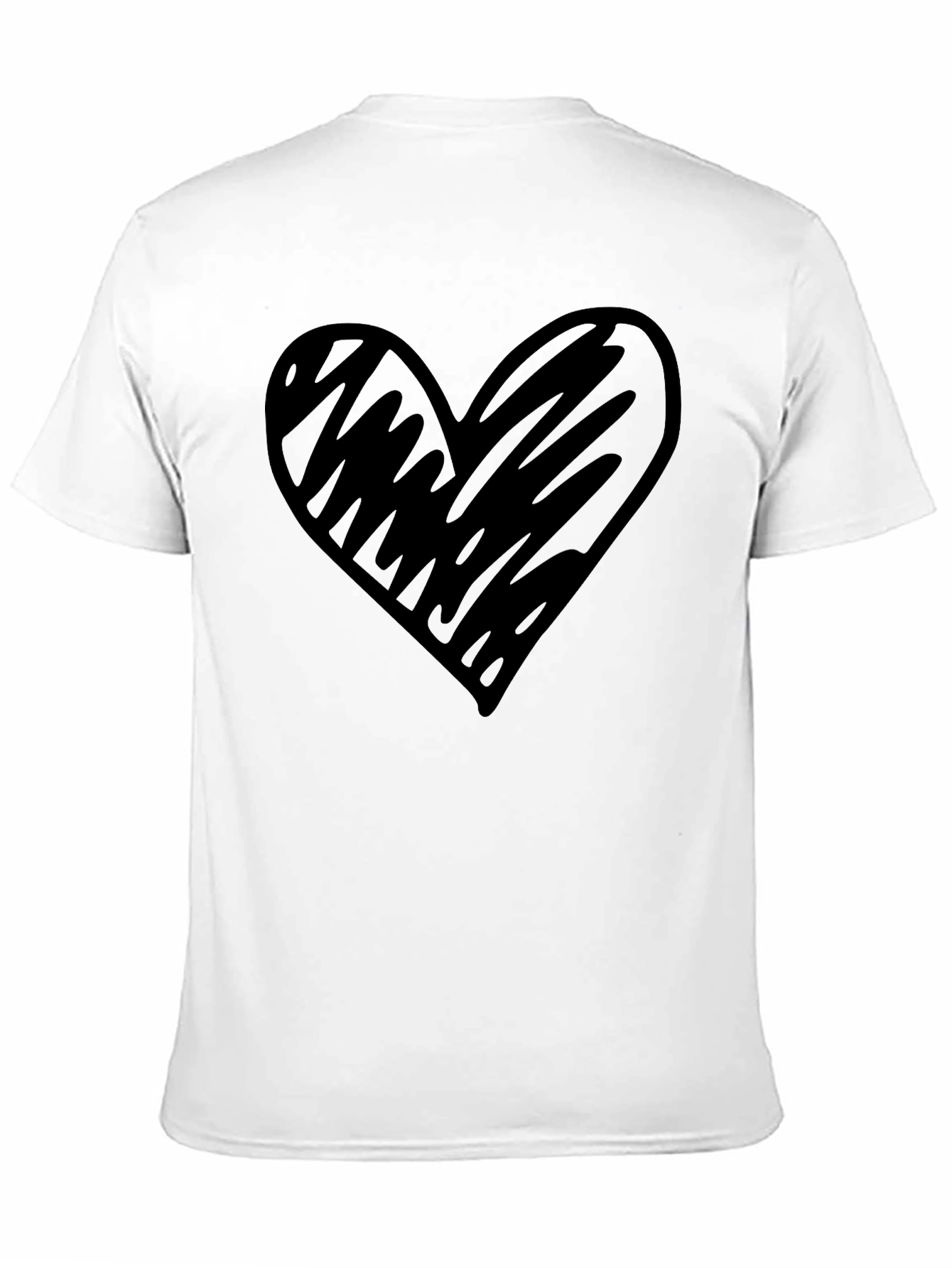Mens Black T-Shirt with Heart Graphic