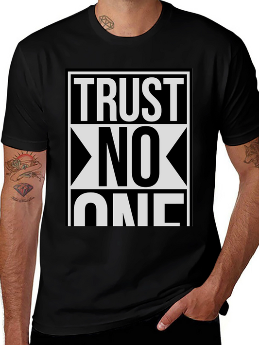 Trust No One Graphic Tee - Black Cotton Blend