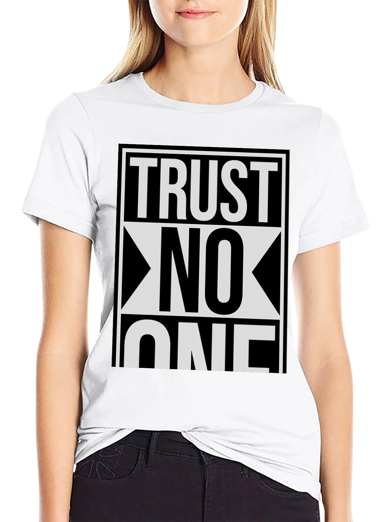Trust No One Graphic Tee - Black Cotton Blend