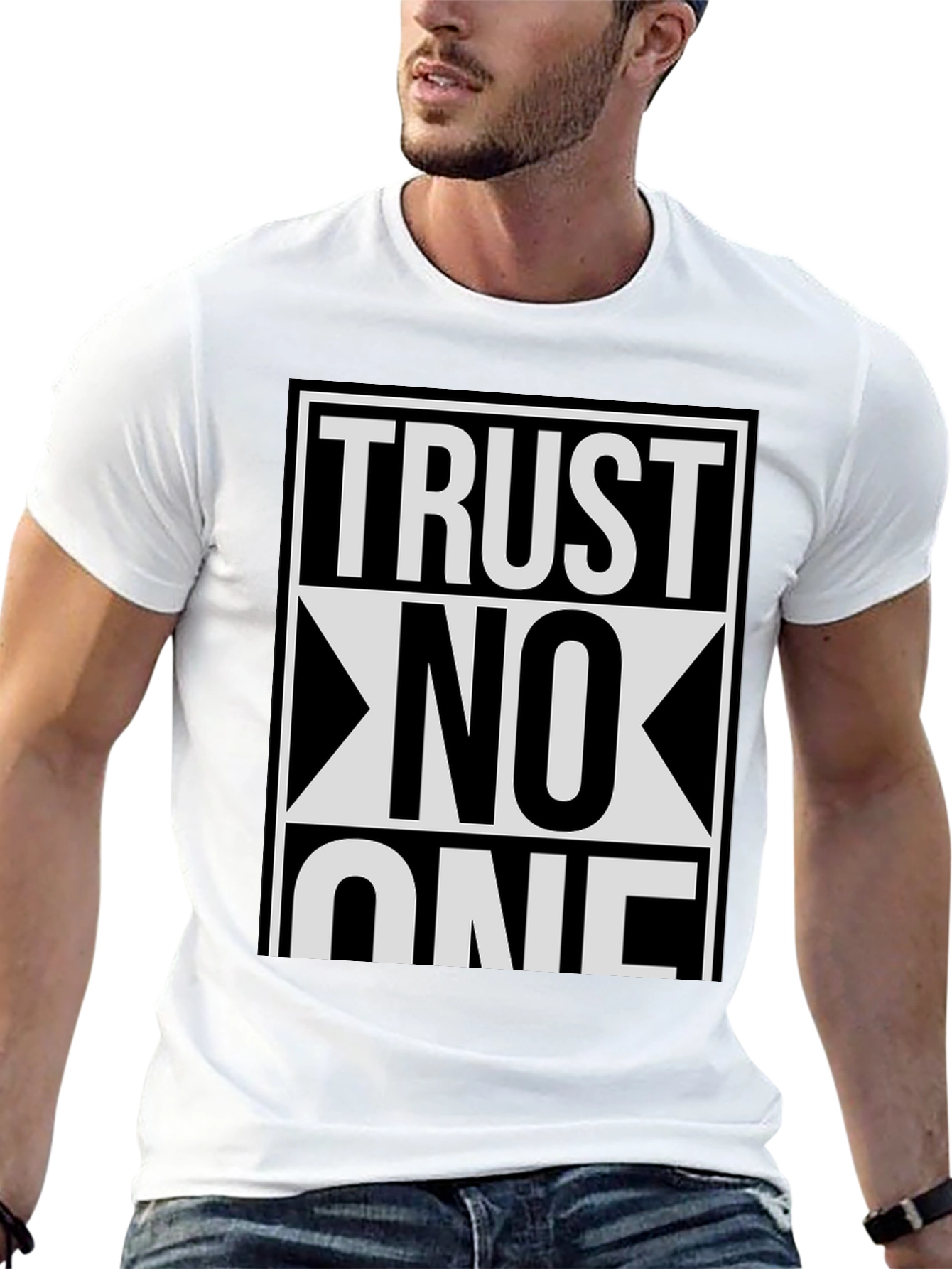 Trust No One Graphic Tee - Black Cotton Blend