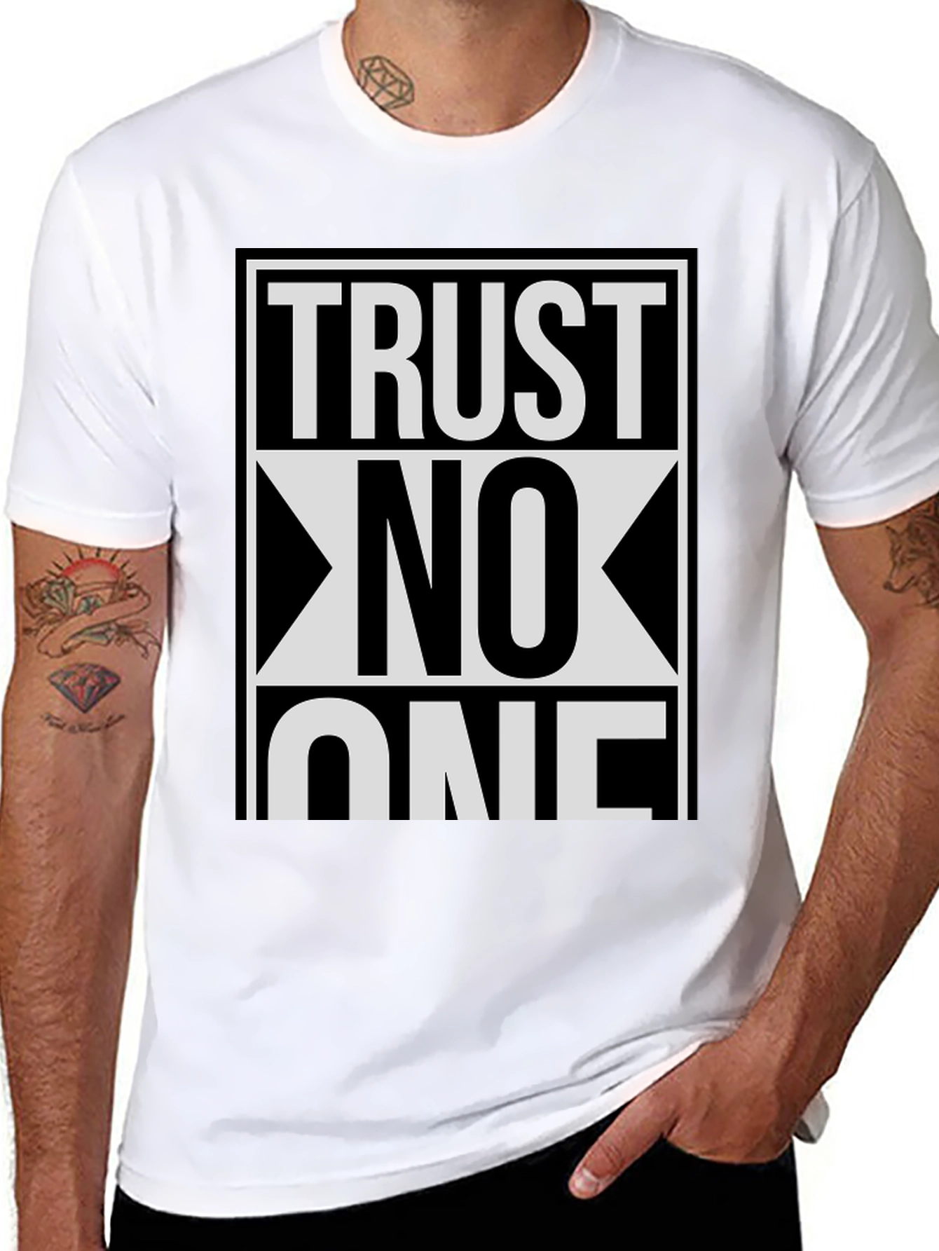 Trust No One Graphic Tee - Black Cotton Blend