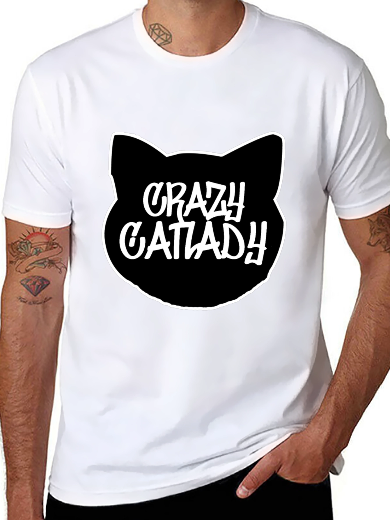 Crazy Cat Lady T-Shirt - Black Crew Neck Tee