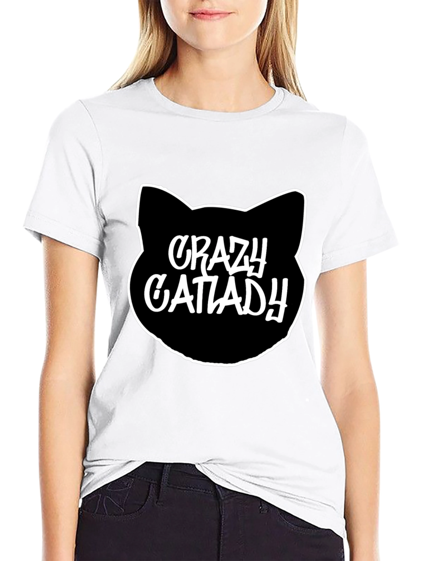 Crazy Cat Lady T-Shirt - Black Crew Neck Tee