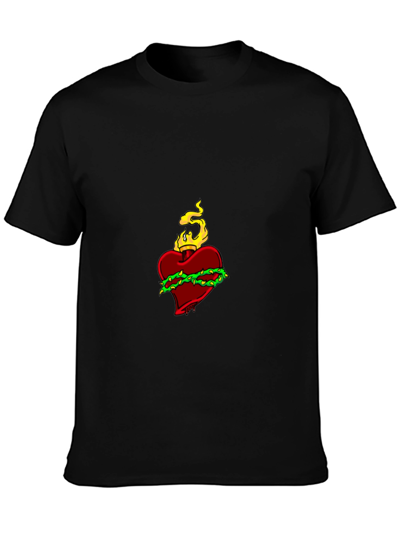 Flaming Heart Graphic Black Tee