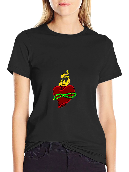Flaming Heart Graphic Black Tee