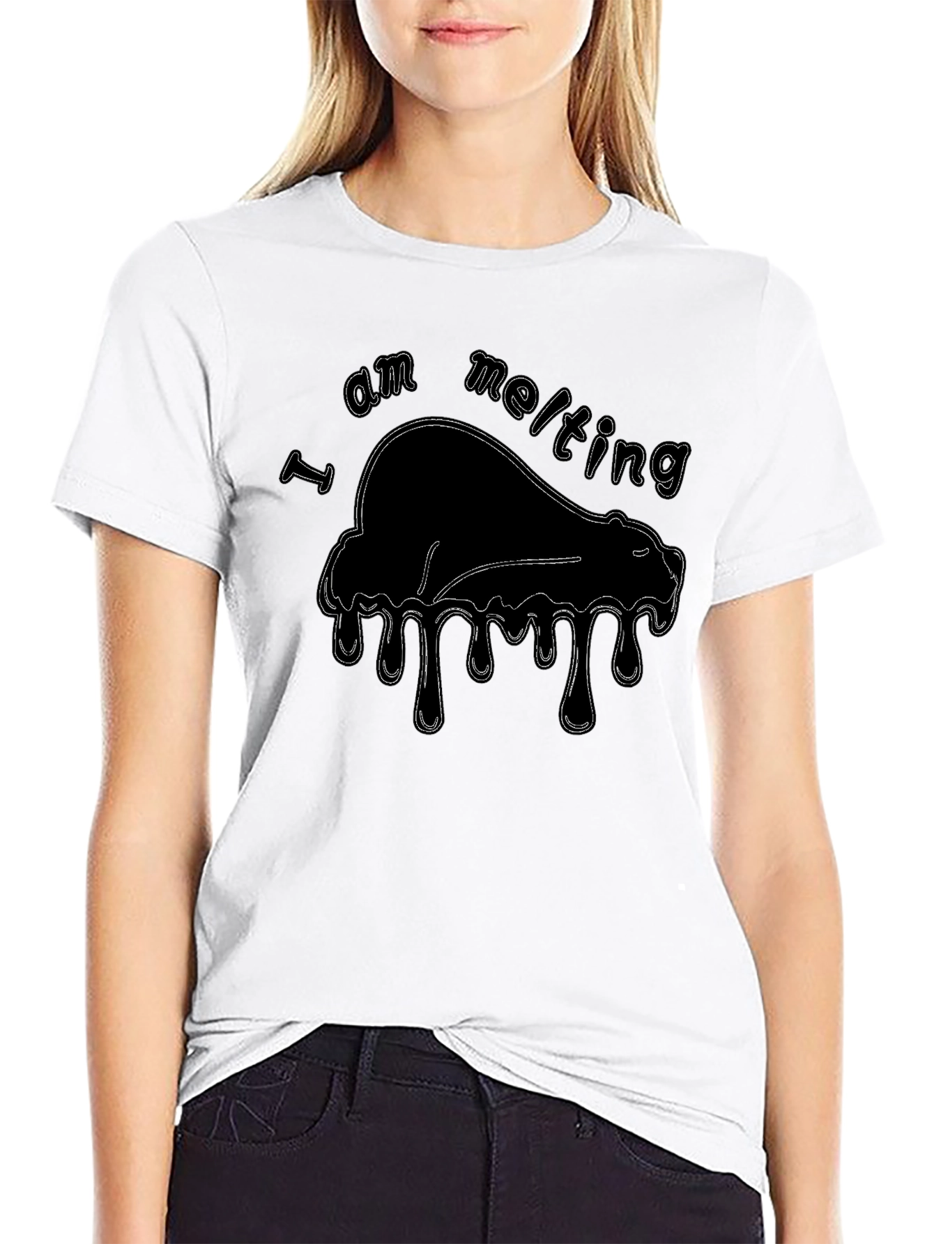 Melting Bear Graphic T-Shirt - Black