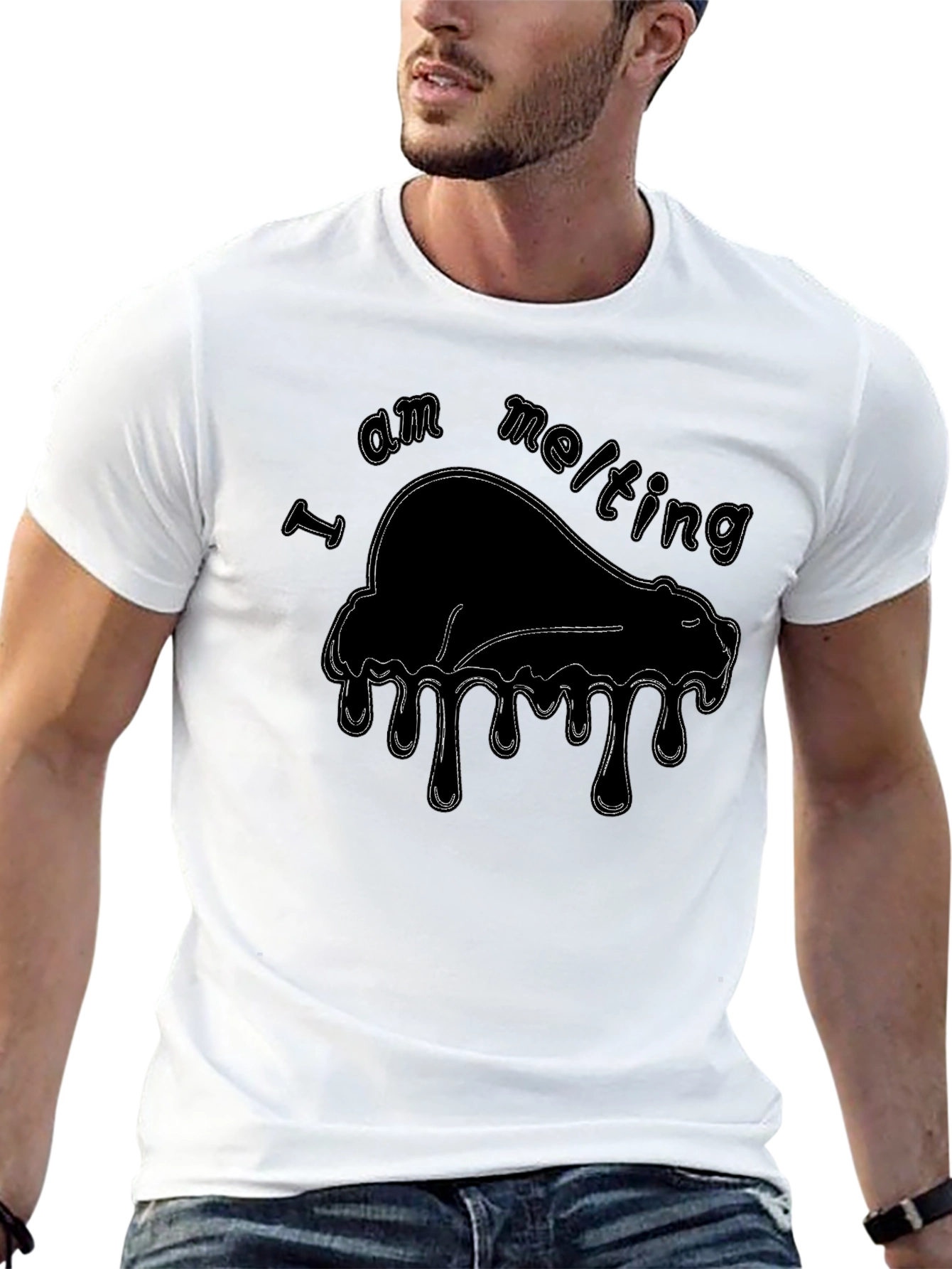 Melting Bear Graphic T-Shirt - Black