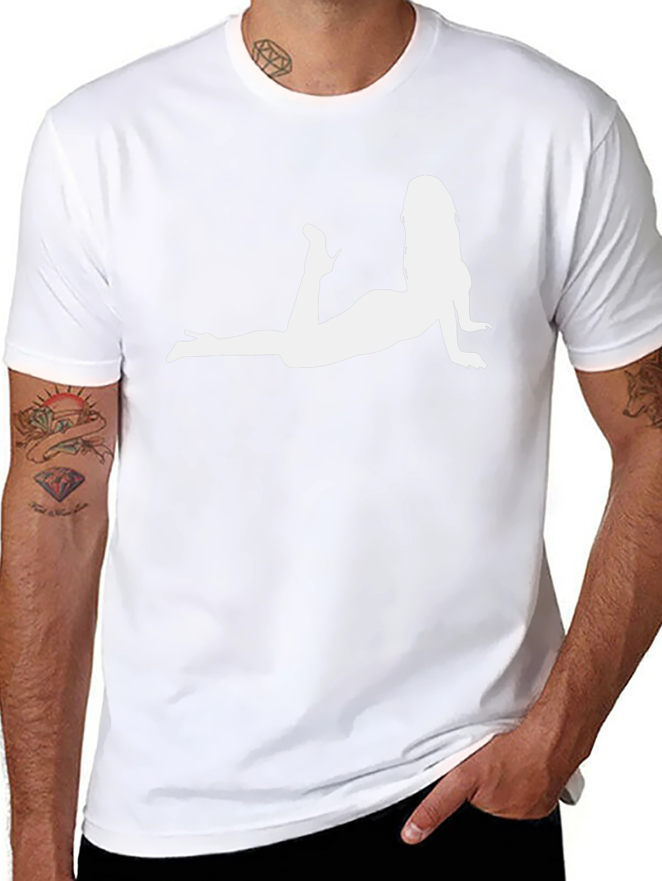 Black T-Shirt with Woman Silhouette Graphic