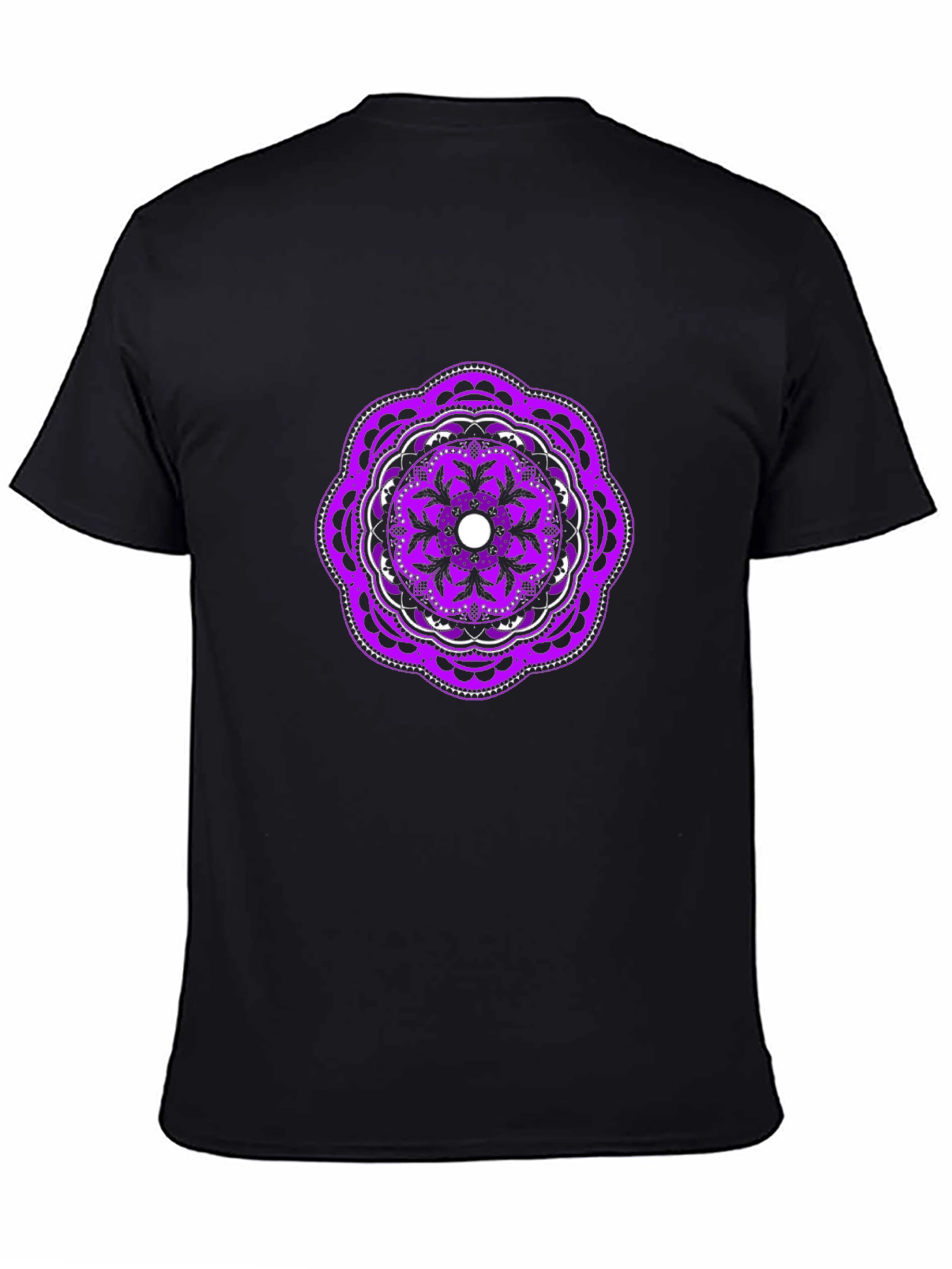 Black Tee with Purple Mandala Graphic