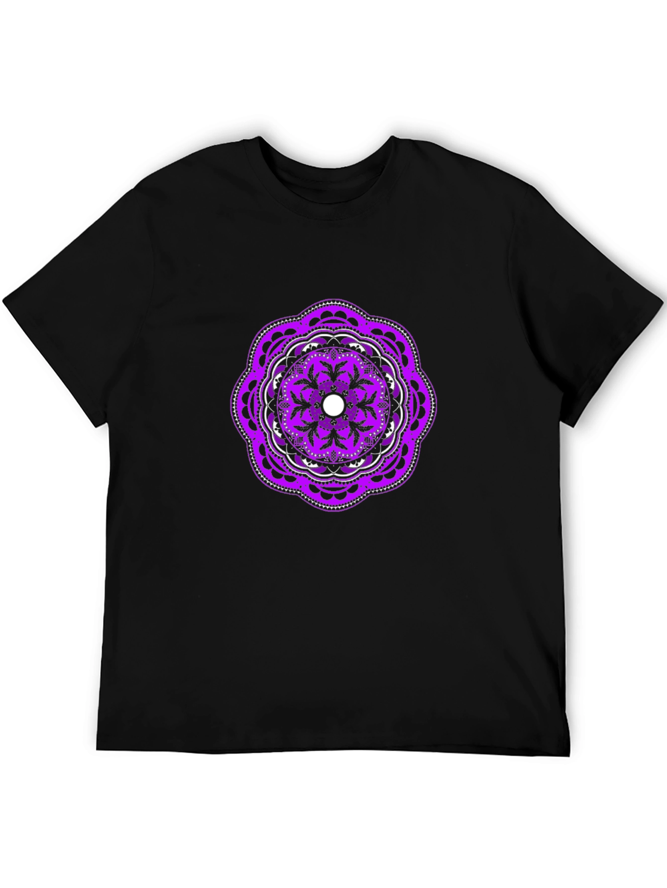 Black Tee with Purple Mandala Graphic