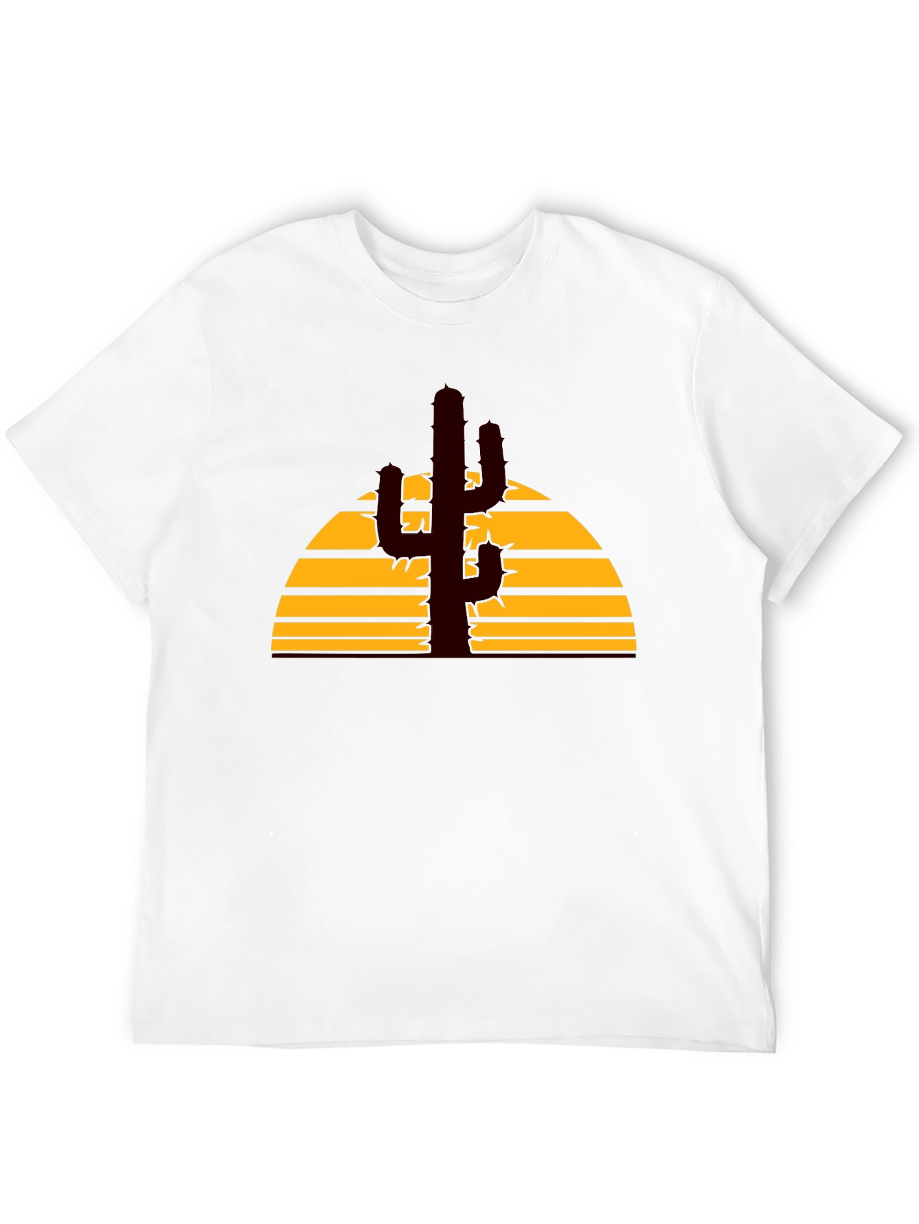 Desert Sunset Cactus Graphic Tee - Black