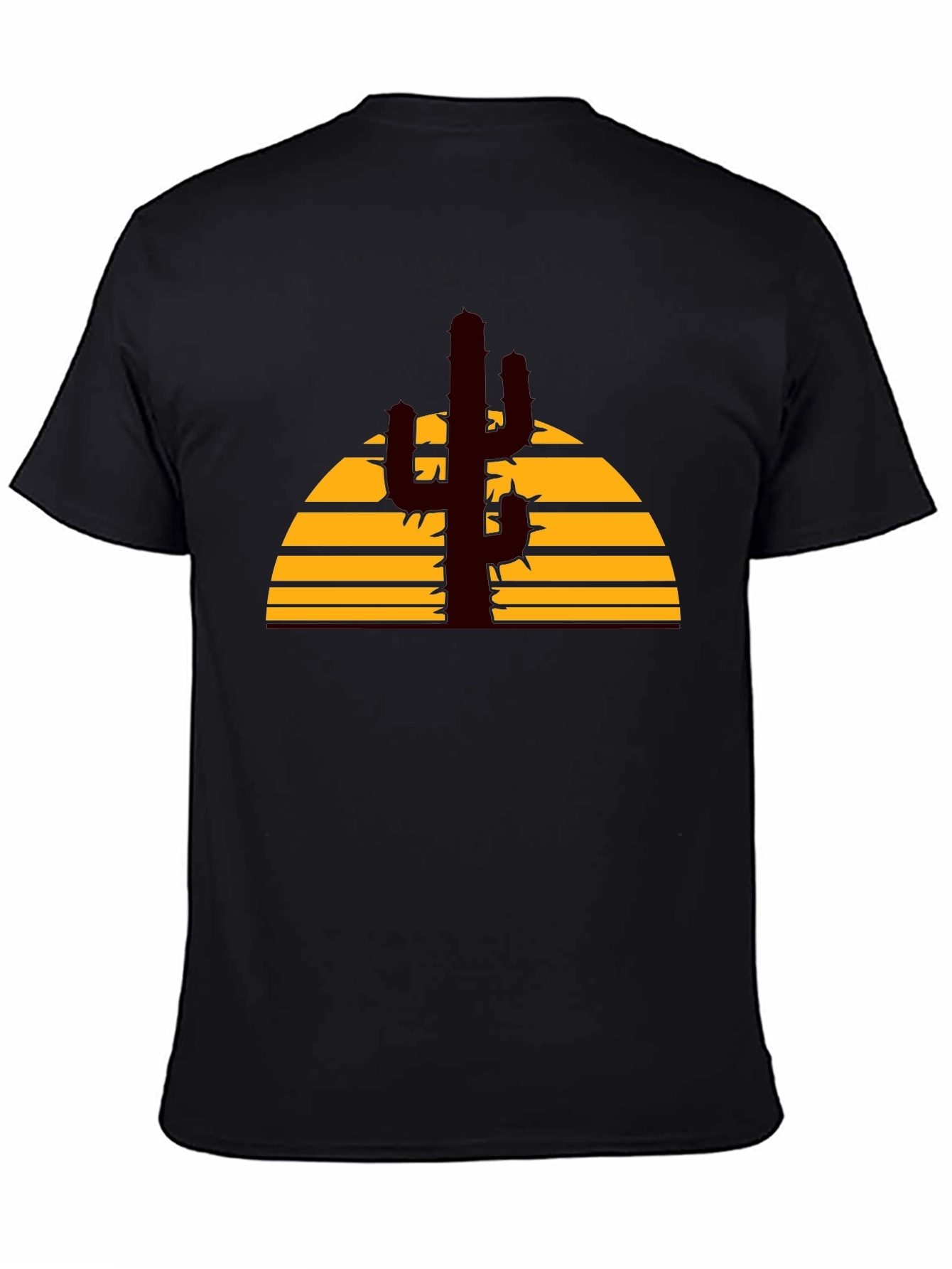 Desert Sunset Cactus Graphic Tee - Black