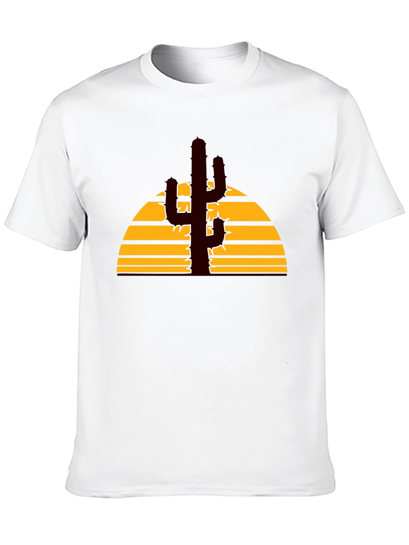 Desert Sunset Cactus Graphic Tee - Black