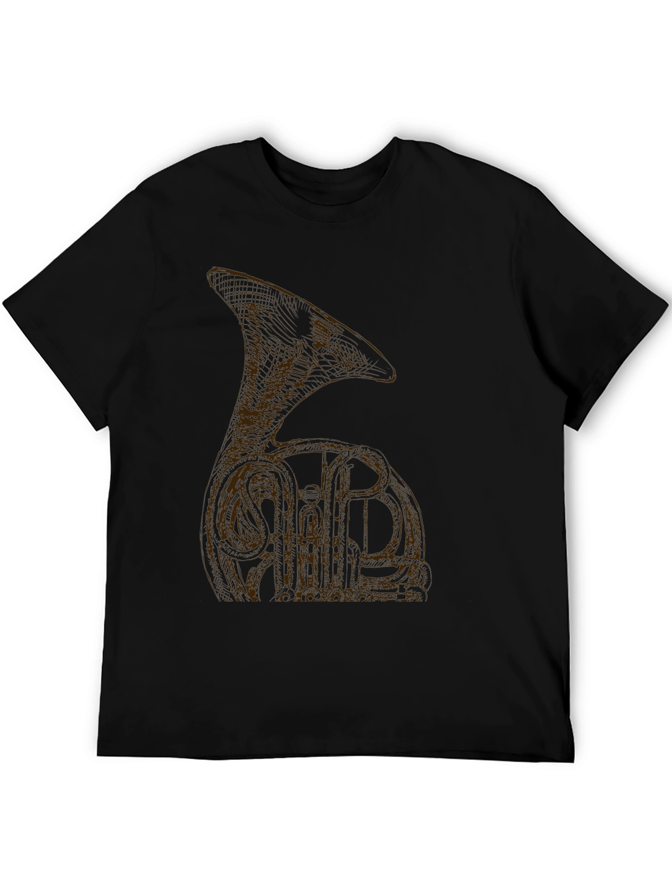 Black T-Shirt with Brown Tuba Design
