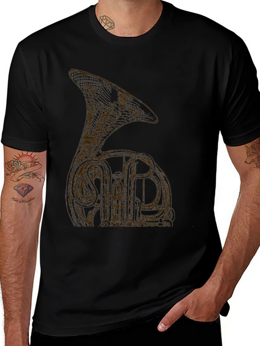 Black T-Shirt with Brown Tuba Design